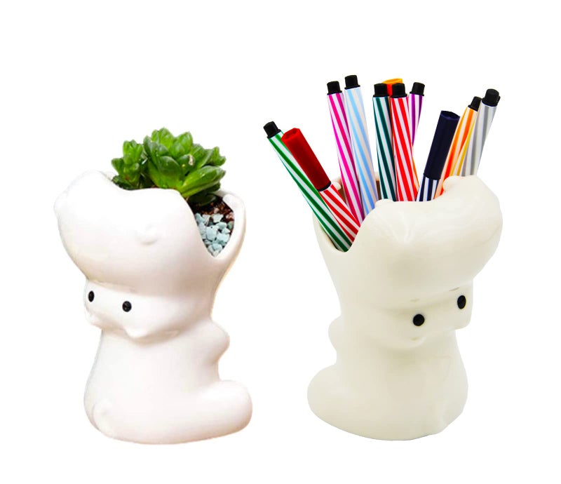 MONMOB Succulent Pot Planters Outdoor Decor Outdoor Planter Plants Patio Balcony Yard Lawn Ornament Home Office Room Decor Gardening Gifts (5" Hippo) - Image 2